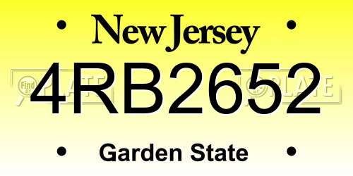 4RB2652 New Jersey License Plate