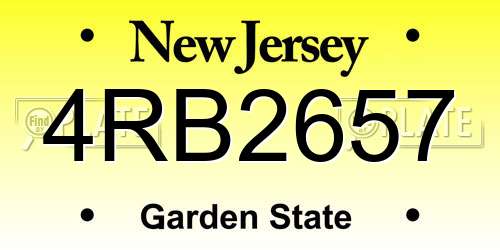 4RB2657 New Jersey License Plate