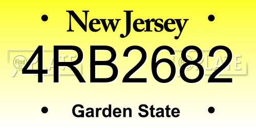 4RB2682 New Jersey License Plate