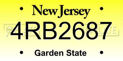 4RB2687 New Jersey License Plate