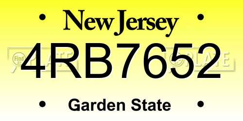 4RB7652 New Jersey License Plate
