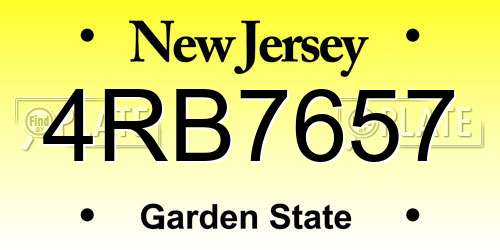 4RB7657 New Jersey License Plate