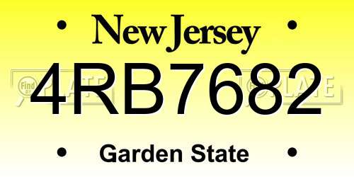4RB7682 New Jersey License Plate
