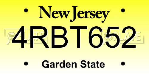 4RBT652 New Jersey License Plate