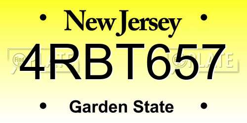 4RBT657 New Jersey License Plate