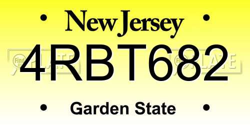 4RBT682 New Jersey License Plate