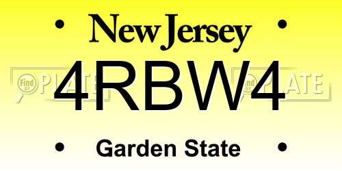 4RBW4 New Jersey License Plate