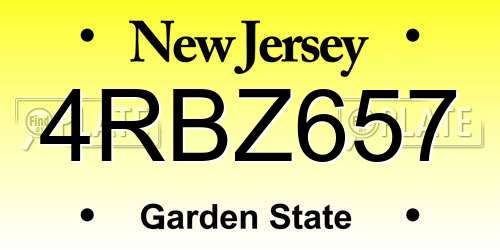 4RBZ657 New Jersey License Plate