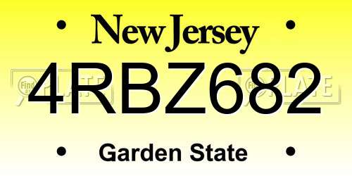 4RBZ682 New Jersey License Plate