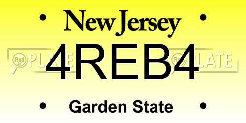 4REB4 New Jersey License Plate