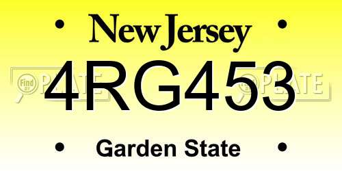 4RG453 New Jersey License Plate