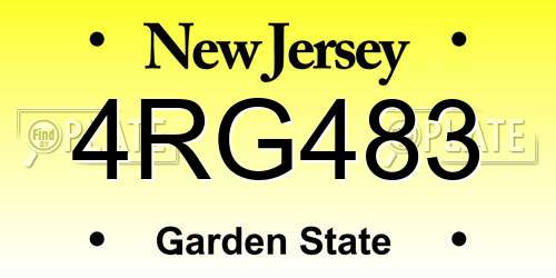 4RG483 New Jersey License Plate