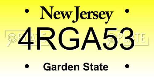 4RGA53 New Jersey License Plate