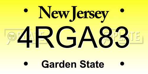 4RGA83 New Jersey License Plate