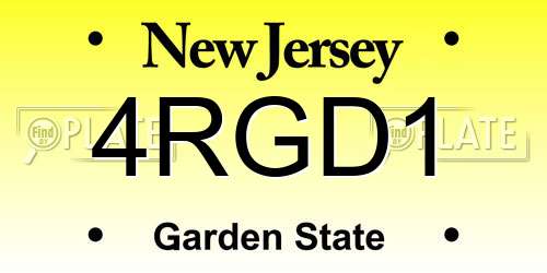 4RGD1 New Jersey License Plate