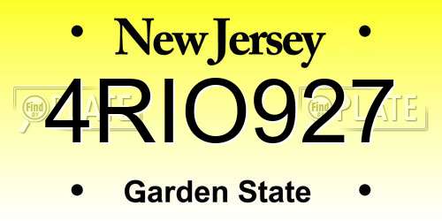4RIO927 New Jersey License Plate