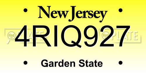 4RIQ927 New Jersey License Plate