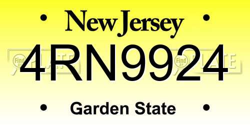 4RN9924 New Jersey License Plate