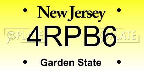 4RPB6 New Jersey License Plate