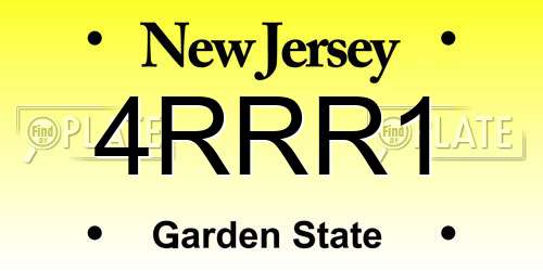 4RRR1 New Jersey License Plate