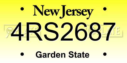 4RS2687 New Jersey License Plate