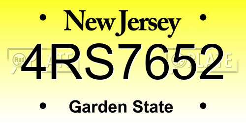 4RS7652 New Jersey License Plate