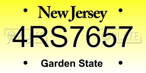 4RS7657 New Jersey License Plate