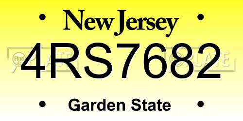 4RS7682 New Jersey License Plate