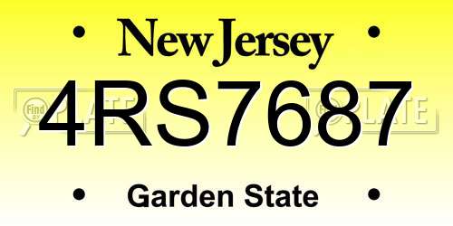 4RS7687 New Jersey License Plate