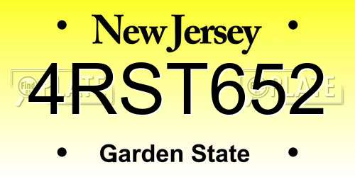 4RST652 New Jersey License Plate