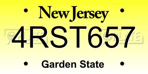 4RST657 New Jersey License Plate