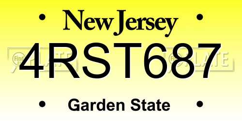 4RST687 New Jersey License Plate