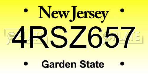 4RSZ657 New Jersey License Plate