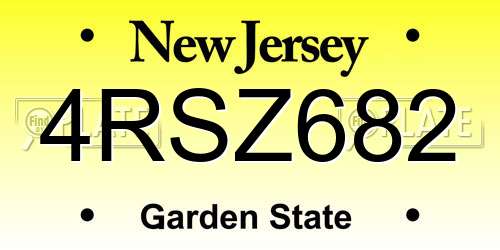 4RSZ682 New Jersey License Plate