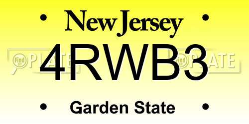 4RWB3 New Jersey License Plate