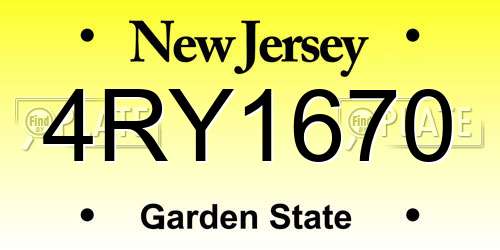 4RY1670 New Jersey License Plate