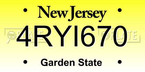 4RYI670 New Jersey License Plate