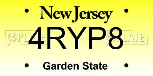4RYP8 New Jersey License Plate