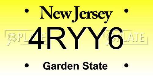 4RYY6 New Jersey License Plate