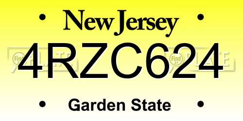4RZC624 New Jersey License Plate