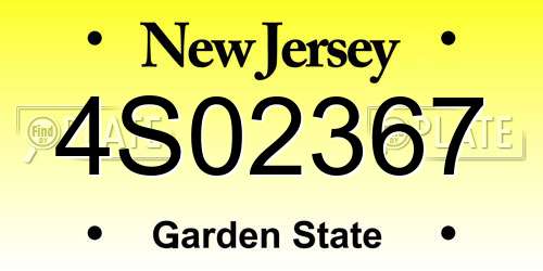 4S02367 New Jersey License Plate