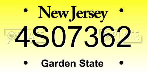 4S07362 New Jersey License Plate