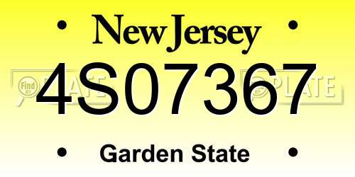4S07367 New Jersey License Plate