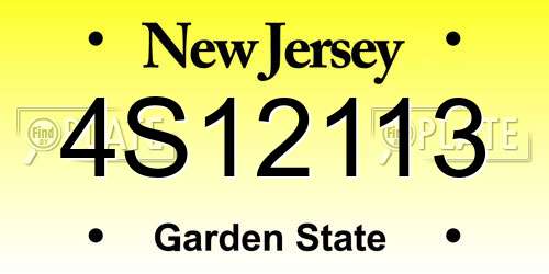 4S12113 New Jersey License Plate