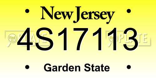 4S17113 New Jersey License Plate
