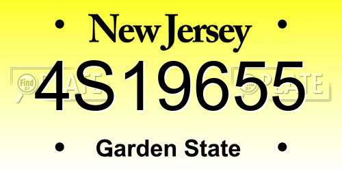 4S19655 New Jersey License Plate