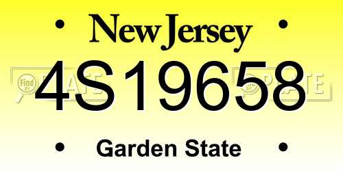 4S19658 New Jersey License Plate