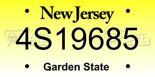 4S19685 New Jersey License Plate