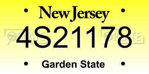 4S21178 New Jersey License Plate