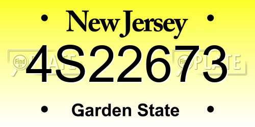 4S22673 New Jersey License Plate